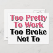 zu Hübsch, um zu arbeiten, um nicht zu Postkarte (Vorne/Hinten)