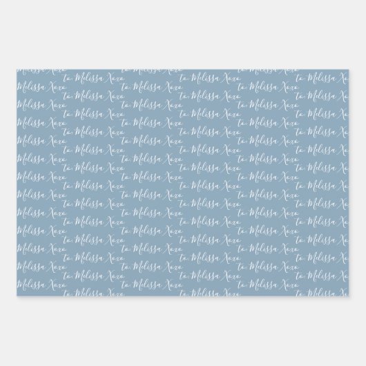 Zu Ihrem Namen Moderne Handschrift dusty Blue Geschenkpapier Set (Vorderseite 3)