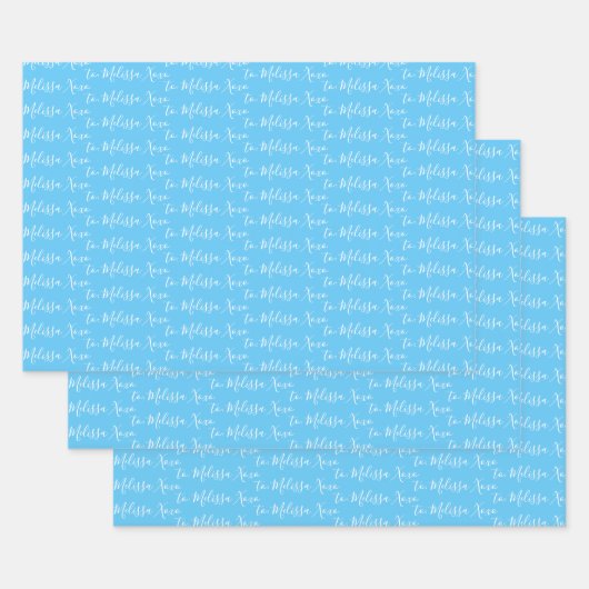 Zu Ihrem Namen Moderne Handschrift hellblau Geschenkpapier Set (Set)