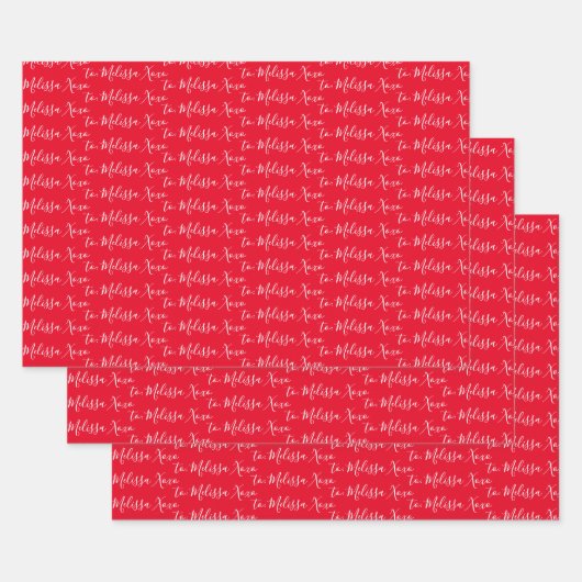 Zu Ihrem Namen Moderne Handschrift rot Geschenkpapier Set (Set)