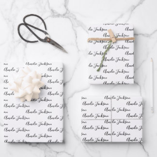 Zu Ihrem Namen moderne Handschrift weiß schwarz ro Geschenkpapier Set