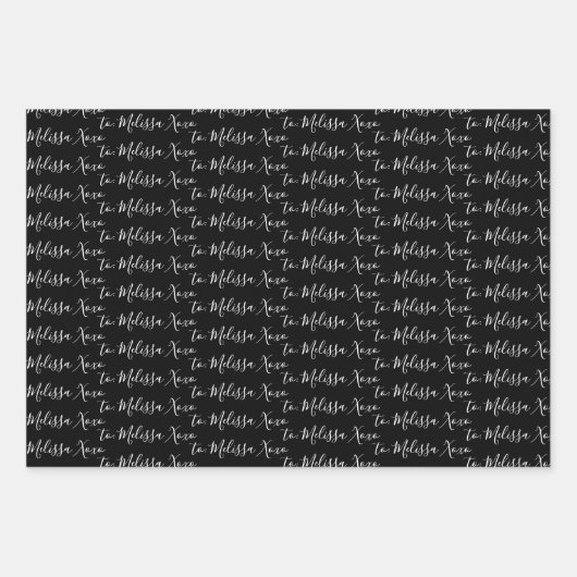 Zu Ihrem Namen Moderne Handschrift weiß und schwar Geschenkpapier Set (Vorderseite 2)