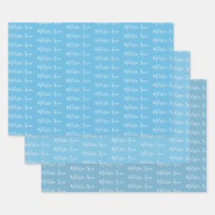 Zu Ihrem Namen Moderne Handschrift Winter Blues 2 Geschenkpapier Set
