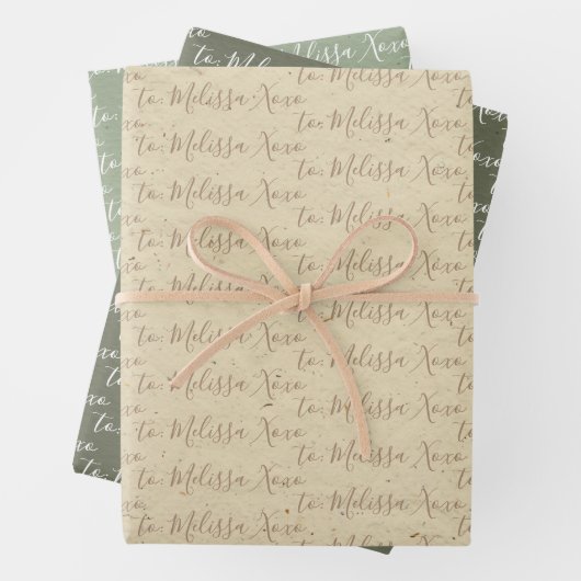 Zu Ihrem Namen Moderne Handschriftenbaum 1 Papiert Geschenkpapier Set (Beispiel)