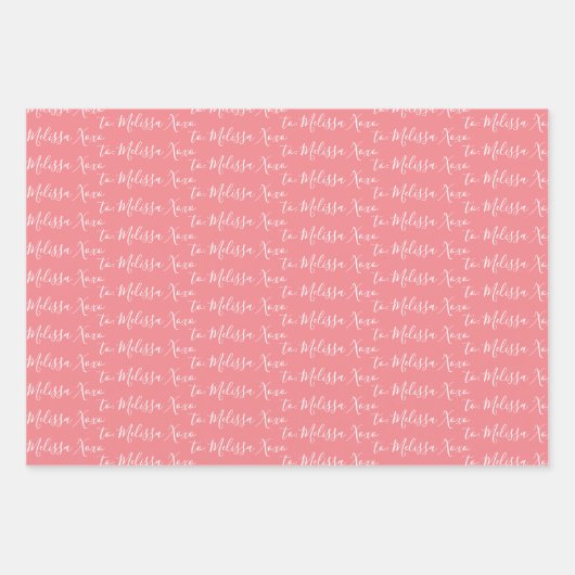 Zu Ihrem Namen Modernes Schreibpinke Geschenkpapier Set (Vorderseite 2)