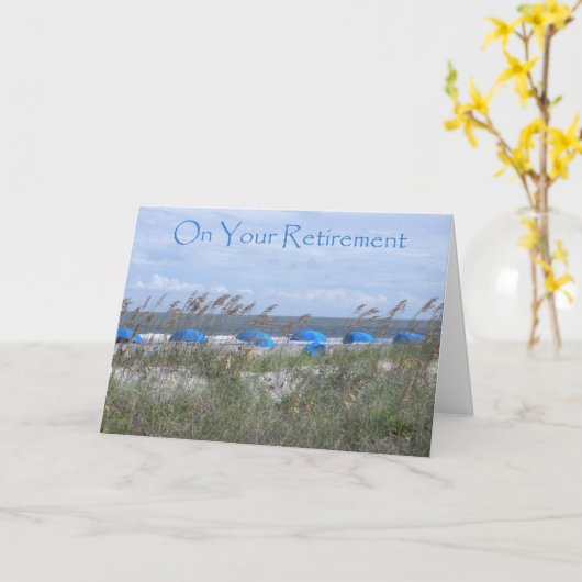 Zu Ihrem Rentner Arzt - Strand und Regenschirme Karte (Gelbe Blume)