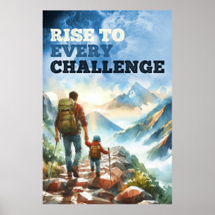 Zu jeder Herausforderung Vater und Sohn Motivieren Poster