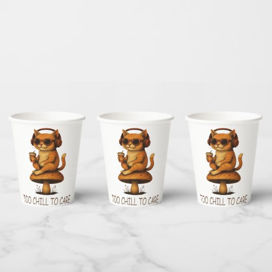 Zu kalt für Pflege - Lo-Fi Katze im Pilz Pappbecher (Multi)