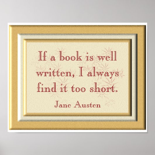 Zu kurz - Jane Austen Zitat - Kunstdruck Poster (Vorne)