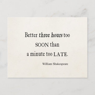 Zu kurze Stunden zu spät zu Shakespeare-Angebot Postkarte