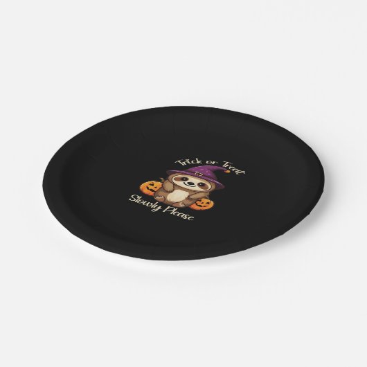 Zu lazy, um Beängstigend Niedliches Halloween Clas Pappteller (Schrägansicht)