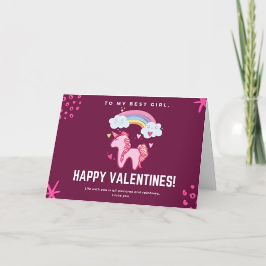 Zu meinem besten Mädchen Unicorn Valentine Karte (Vorderseite)