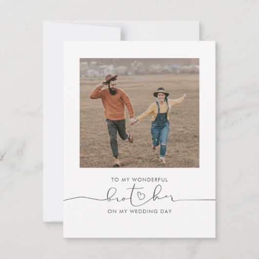 Zu meinem Bruder am Hochzeitstag Niedliches Foto (Vorderseite)