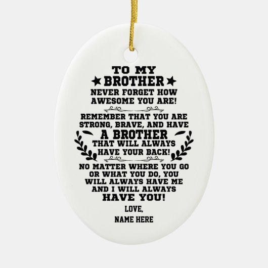 Zu meinem Bruder Geschenk von Bruder mit Individue Keramik Ornament (Vorne)