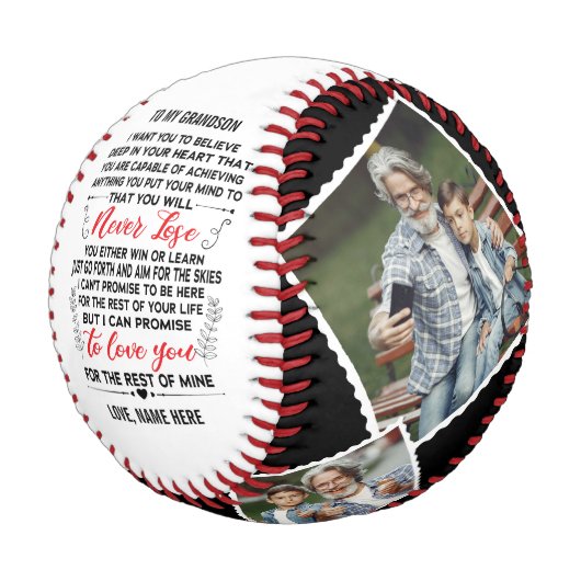 zu meinem Enkel von Oma Oma Custom 4 Foto Baseball (Schrägansicht)
