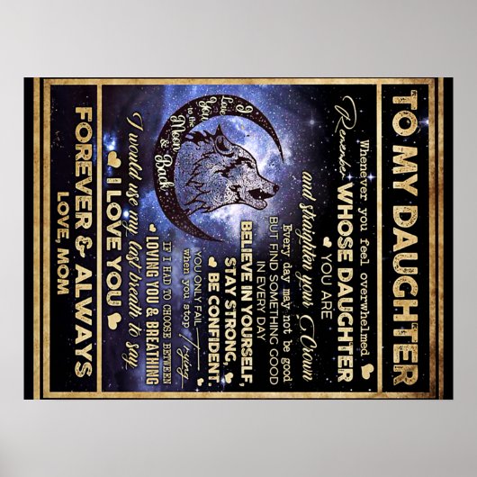 Zu meinem Geschenk an meine Tochter Schmetterlinge Poster (Vorne)