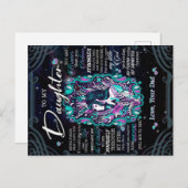 zu meinem Geschenk, Brief an Tochter vom Vater Ankündigungspostkarte (Vorne/Hinten)