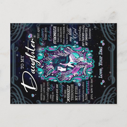 zu meinem Geschenk, Brief an Tochter vom Vater Postkarte (Vorderseite)