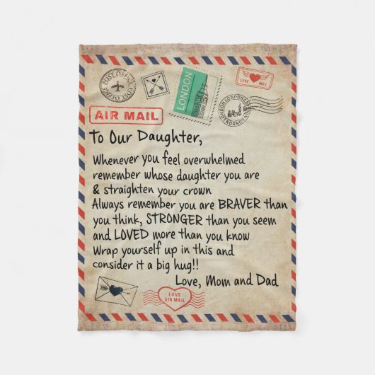 zu meinem Geschenk, Liebe Brief an unsere Tochter Fleecedecke (Vorderseite)