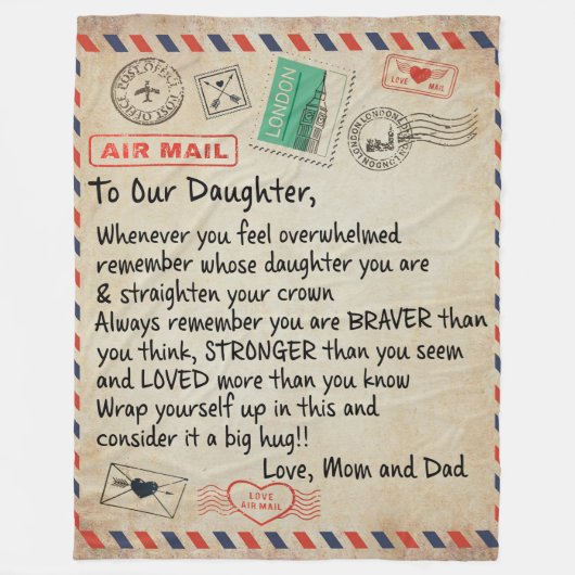 zu meinem Geschenk, Liebe Brief an unsere Tochter Fleecedecke (Vorderseite)