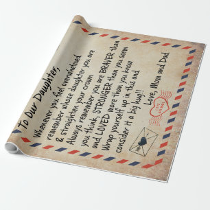 zu meinem Geschenk, Liebe Brief an unsere Tochter Geschenkpapier