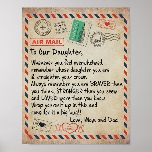 zu meinem Geschenk, Liebe Brief an unsere Tochter Poster (Vorne)