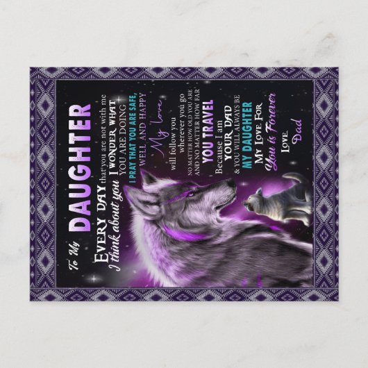 Zu meinem Geschenk, meiner Tochter und meinem Vate Ankündigungspostkarte (Vorderseite)