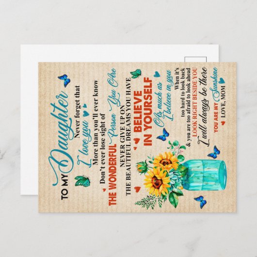 Zu meinem Geschenk, Schmetterling Lover, Sonnenblu Ankündigungspostkarte (Vorne/Hinten)