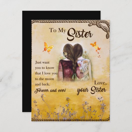 Zu meinem Geschenk, Schmetterlingsliebe, Blumenges Einladung (Vorne/Hinten)