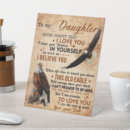 Zu meinem Geschenk, Vater und Tochter, Adler Lover Sockelschild (In SItu)