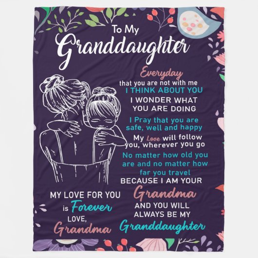 zu meinem Großtochter-Geschenk von Oma, Blume Love Fleecedecke (Vorderseite)