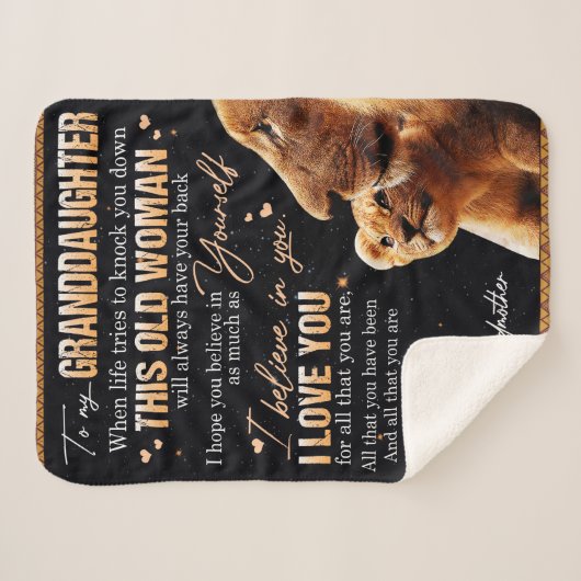 Zu meinem Großtochter Geschenk von Oma, Löwenliebh Sherpadecke (Vorderseite (Horizontal))