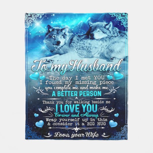 Zu meinem Husband Wolf Geschenk, Ehemann Geburtsta Fleecedecke (Vorderseite)