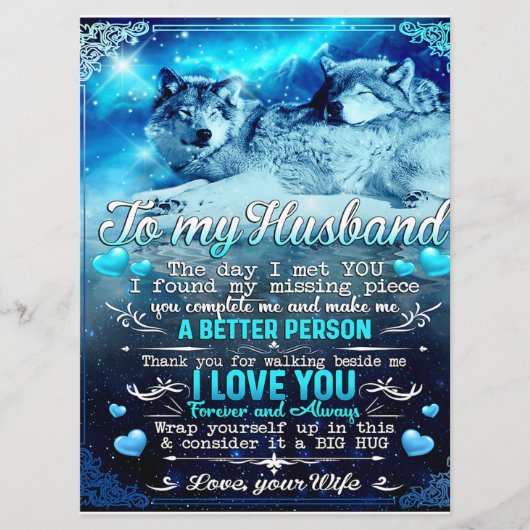 Zu meinem Husband Wolf Geschenk, Ehemann Geburtsta Menükarte (Vorderseite)