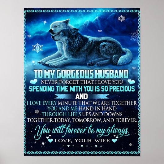 Zu meinem Husband Wolf Geschenk, Ehemann Geburtsta Poster (Vorne)
