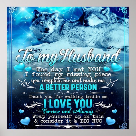 Zu meinem Husband Wolf Geschenk, Ehemann Geburtsta Poster (Vorne)