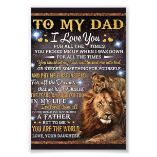 Zu meinem Lion Vater Geschenk, Vater Geburtstagsge Fotodruck