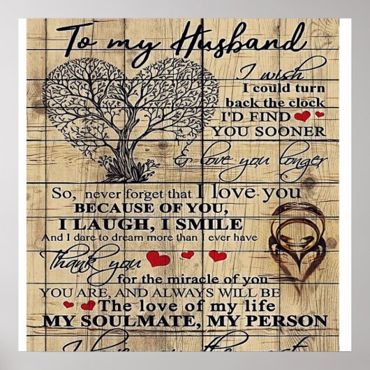 Zu meinem Mann | Brief für Ehemann | Familiendekor Poster (Vorne)