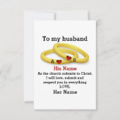 Zu meinem Mann für ihn Hochzeit Paar Ring Monogram Karte (Vorderseite)