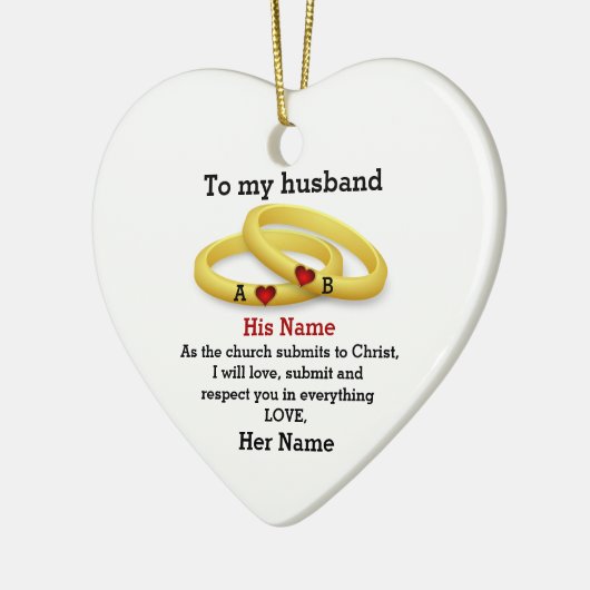 Zu meinem Mann für ihn Hochzeit Paar Ring Monogram Keramik Ornament (Links)