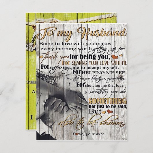 Zu meinem Mann |Mein Ehemann-Brief | Niedlich vorh Einladung (Vorne/Hinten)