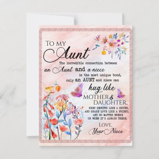 zu meinem Tante-Geschenk, Schmetterlingsgeschenk v Einladung (Vorderseite)