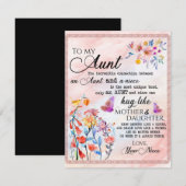 zu meinem Tante-Geschenk, Schmetterlingsgeschenk v Einladung (Vorne/Hinten)