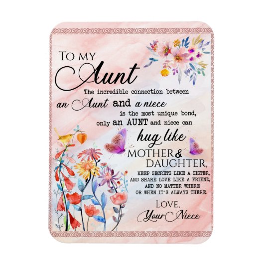 zu meinem Tante-Geschenk, Schmetterlingsgeschenk v Magnet (Vertikal)