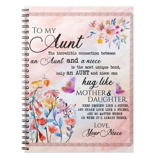 zu meinem Tante-Geschenk, Schmetterlingsgeschenk v Notizblock (Vorderseite)