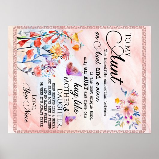 zu meinem Tante-Geschenk, Schmetterlingsgeschenk v Poster (Vorne)