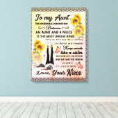 zu meinem Tante-Geschenk, Sonnenblumengeschenk von Leinwanddruck (Insitu (Holzboden))