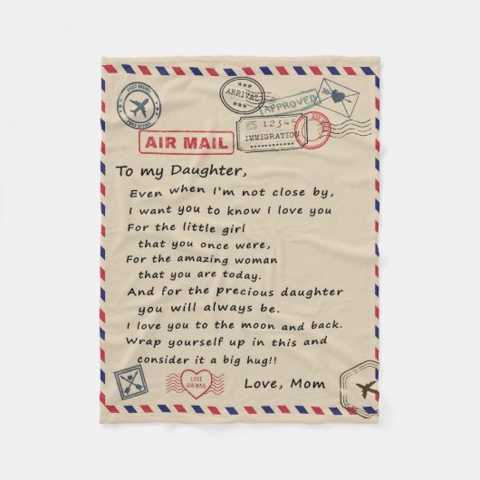 zu meinem Tochter-Geschenk, Liebe-Letter-Tochter u Fleecedecke (Vorderseite)