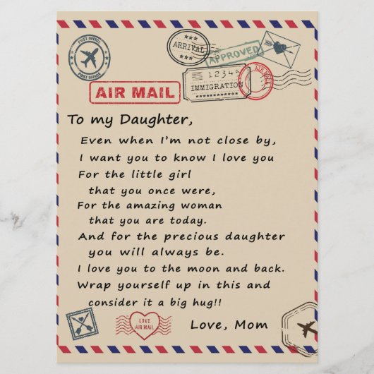 zu meinem Tochter-Geschenk, Liebe-Letter-Tochter u Menükarte (Vorderseite)