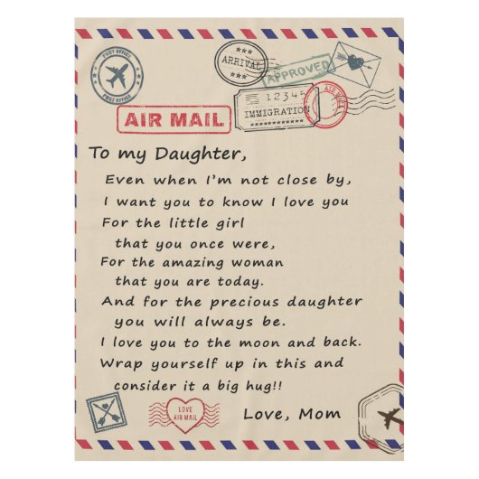 zu meinem Tochter-Geschenk, Liebe-Letter-Tochter u Tischdecke (Vorderseite)